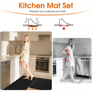 Kitchen Mats, 2PCS Kitchen Rugs, Cushioned Anti Fatigue Kitchen Mats for Floor, Non-Slip Standing Sink Mat, Waterproof Kitchen Rug Set for Kitchen Floor Office,17.3