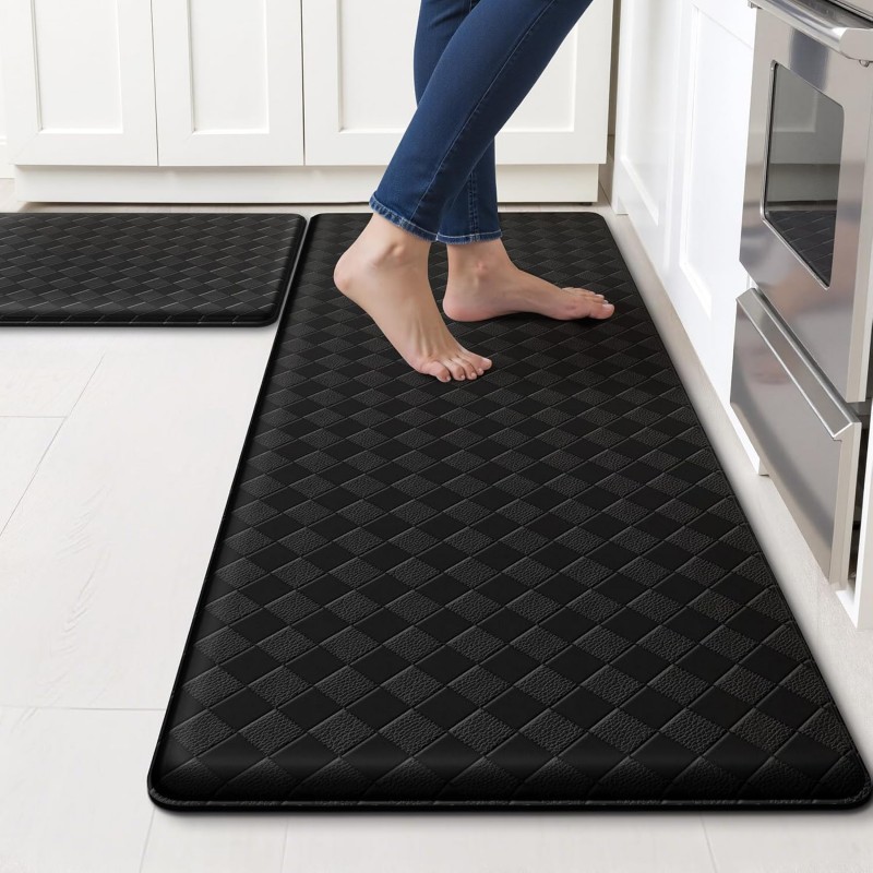 Kitchen Mats, 2PCS Kitchen Rugs, Cushioned Anti Fatigue Kitchen Mats for Floor, Non-Slip Standing Sink Mat, Waterproof Kitchen Rug Set for Kitchen Floor Office,17.3