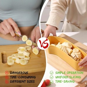 Fruit Slicer Banana Cutter, Strawberry Slicer, Cucumber, Speed for Egg Hot Dog Grape, Strawberry Cutter kitchen gadget(Yellow)