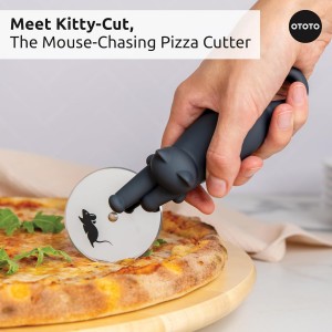 OTOTO Muscateers Bundle of Mary Cat, Katie, Kitty - Jar Scraper Spatula, Soup Ladle, Pizza Cutter - Cute Kitchen Accessories, Spooky Gothic Cat Gifts for Women, Kitchen Gifts, Halloween Gifts