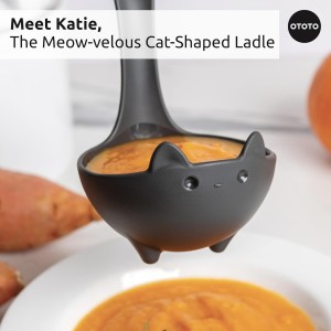 OTOTO Muscateers Bundle of Mary Cat, Katie, Kitty - Jar Scraper Spatula, Soup Ladle, Pizza Cutter - Cute Kitchen Accessories, Spooky Gothic Cat Gifts for Women, Kitchen Gifts, Halloween Gifts