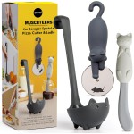 OTOTO Muscateers Bundle of Mary Cat, Katie, Kitty - Jar Scraper Spatula, Soup Ladle, Pizza Cutter - Cute Kitchen Accessories, Spooky Gothic Cat Gifts for Women, Kitchen Gifts, Halloween Gifts