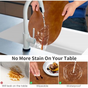 ADRIMER Placemats, Heat Resistant Oval Placemats Set of 8 Washable 12 x 17 Inch, Waterproof Table Mats, Wipeable Pu Place Mats for Kitchen, Dining Room, Turmeric Brown