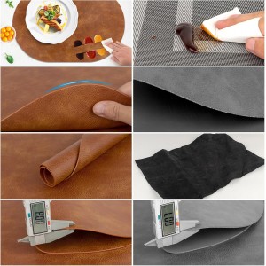 ADRIMER Placemats, Heat Resistant Oval Placemats Set of 8 Washable 12 x 17 Inch, Waterproof Table Mats, Wipeable Pu Place Mats for Kitchen, Dining Room, Turmeric Brown