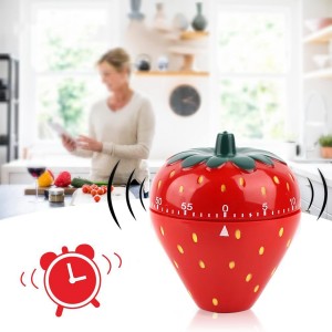 Mechanical Kitchen Timer, Egg Timer Cute, Wind up Timer Manual, Visual Timer, Cooking Timer Trawberry Shaped for Classroom Hard Boiled Eggs