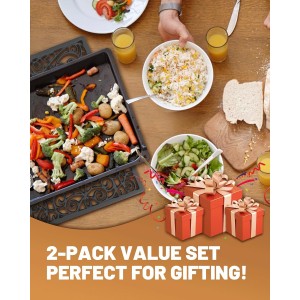 Black Rectangle Cast Iron Trivet 2-Pack for Kitchen & Dining - Heavy-Duty Hot Dish Pads, Decorative Heat Resistant Pot Holders with Raised Feet