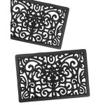 Black Rectangle Cast Iron Trivet 2-Pack for Kitchen & Dining - Heavy-Duty Hot Dish Pads, Decorative Heat Resistant Pot Holders with Raised Feet