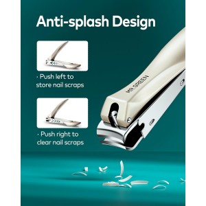 MR.GREEN 4Pcs Nail Clippers Set, Upgraded Anti-Splash Nail Clippers with Nail File and Tweezers, Professional Fingernail Toe Nail Clippers, Portable Manicure Nail Kit with Premium Case for Men& Women