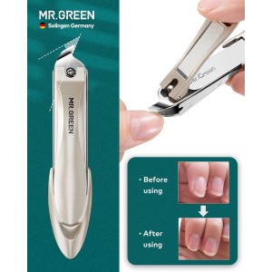 MR.GREEN 4Pcs Nail Clippers Set, Upgraded Anti-Splash Nail Clippers with Nail File and Tweezers, Professional Fingernail Toe Nail Clippers, Portable Manicure Nail Kit with Premium Case for Men& Women