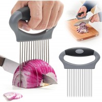 Large Onion Slicer Holder, Stainless Steel Onion Holder for Slicing, Multi-Purpose Vegetable Chopper Tomato Slicer, Food Cutter Assistant Tool for Potato, Avocado, Egg, Lemon, Fruit, Meat Tenderizer