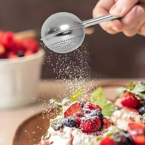 Powdered Sugar Shaker Duster Flour Sifter, Stainless Steel Fine Mesh Sifter and Operated Handle Flour Duster for Baking Sugar Tea Spices Strainers