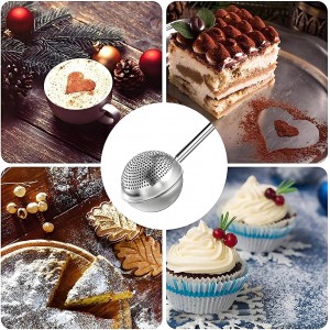 Powdered Sugar Shaker Duster Flour Sifter, Stainless Steel Fine Mesh Sifter and Operated Handle Flour Duster for Baking Sugar Tea Spices Strainers