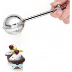 Powdered Sugar Shaker Duster Flour Sifter, Stainless Steel Fine Mesh Sifter and Operated Handle Flour Duster for Baking Sugar Tea Spices Strainers