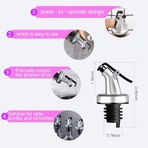 7-Pack Professional Oil Pour Spouts - Extra Wide Mouth for Syrup & Soy Sauce Bottles + Standard Wine Stoppers (Silver)