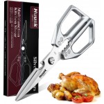 HUUSK Kitchen Scissors All Purpose - Stainless Steel Kitchen Shear, Sharp Silver Meat Scissors Dishwasher Safe, Heavy Duty Poultry Shears, Japanese Cooking Scissor for Food, Christmas Gifts for Women