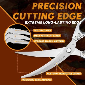 HUUSK Kitchen Scissors Set Silver - Stainless Steel Kitchen Shear, Sharp Meat Scissors Dishwasher Safe, Heavy Duty Poultry Shears, Japanese Cooking Scissor for Food, Christmas Gifts for Men Women
