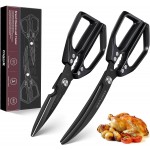 HUUSK Kitchen Scissors Set Black - Stainless Steel Kitchen Shears, Sharp Meat Scissors Dishwasher Safe, Heavy Duty Poultry Shears All Purpose, Japanese Cooking Scissor for Food,Christmas Gifts for Men