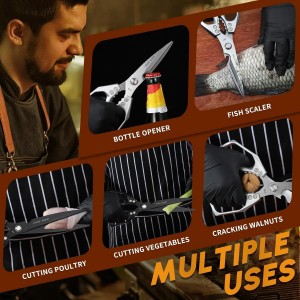 HUUSK Kitchen Shears Set Upgraded - Stainless Steel Kitchen Scissors, Sharp Meat Scissors, Heavy Duty Poultry Shear, Japanese Cooking Scissor for Food, Dishwasher Safe, Christmas Gifts for Men Women