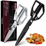 HUUSK Kitchen Shears Set Upgraded - Stainless Steel Kitchen Scissors, Sharp Meat Scissors, Heavy Duty Poultry Shear, Japanese Cooking Scissor for Food, Dishwasher Safe, Christmas Gifts for Men Women