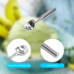 Stainless Steel Ice Cream Scoop - Heavy Duty Heater with Ergonomic Grip, Dishwasher Safe - Best for Ice Cream & Cookie Dough, Silvery, 1Pcs