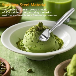 Stainless Steel Ice Cream Scoop - Heavy Duty Heater with Ergonomic Grip, Dishwasher Safe - Best for Ice Cream & Cookie Dough, Silvery, 1Pcs
