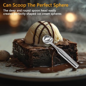 Stainless Steel Ice Cream Scoop - Heavy Duty Heater with Ergonomic Grip, Dishwasher Safe - Best for Ice Cream & Cookie Dough, Silvery, 1Pcs