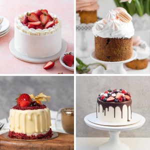 HUAKENER 4 Inch Cake Pan, 4 Pack Silicone Cake Molds with 100 Pieces Parchment Paper, Nonstick Round Cake Pan for Smash Cakes, Layer Cakes, Cheese Caks, Chocolate Cakes