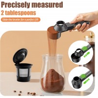 CAPMESSO Coffee Scoop & Funnel for Reusable K Cup Refillable Coffee Pods: 2 Tablespoon Coffee Measuring Scoop - Easy Slide Scoop for Ground Coffee, Protein Powder, Tea without Spilling (1 Pack)