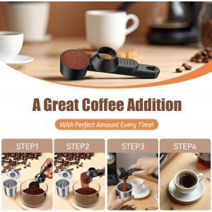 CAPMESSO Coffee Scoop & Funnel for Reusable K Cup Refillable Coffee Pods: 2 Tablespoon Coffee Measuring Scoop - Easy Slide Scoop for Ground Coffee, Protein Powder, Tea without Spilling (1 Pack)