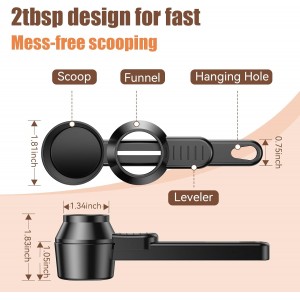 CAPMESSO Coffee Scoop & Funnel for Reusable K Cup Refillable Coffee Pods: 2 Tablespoon Coffee Measuring Scoop - Easy Slide Scoop for Ground Coffee, Protein Powder, Tea without Spilling (1 Pack)