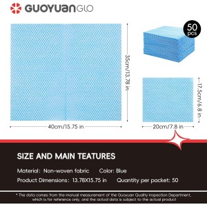 GUYUANGLO Disposable Dish Cloths Heavy Duty Disposable Cleaning Towels and Dish Cloths Dish Rags for Kitchen,13.78 x 15.75 inches- 50 Counts/Pack,Blue