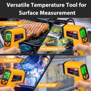 FKM Infrared Thermometer Gun Non-Contact Laser Temperature Gun,-58°F~986°F(-50°C~530°C) AdjustableEmissivity,Digital Thermometer Gun for Industrial,Kitchen Cooking,Oven,Automotive,HVAC,Not for Human