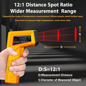 FKM Infrared Thermometer Gun Non-Contact Laser Temperature Gun,-58°F~986°F(-50°C~530°C) AdjustableEmissivity,Digital Thermometer Gun for Industrial,Kitchen Cooking,Oven,Automotive,HVAC,Not for Human