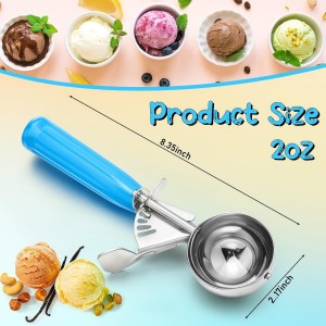 2 Pcs Release Cookie Scoops Ice Cream Scooper with Trigger Release Portion Scoop Stainless Steel for Portion Control, Baking Food, Cookie Dough, Cupcake Batter (2 oz,Blue)