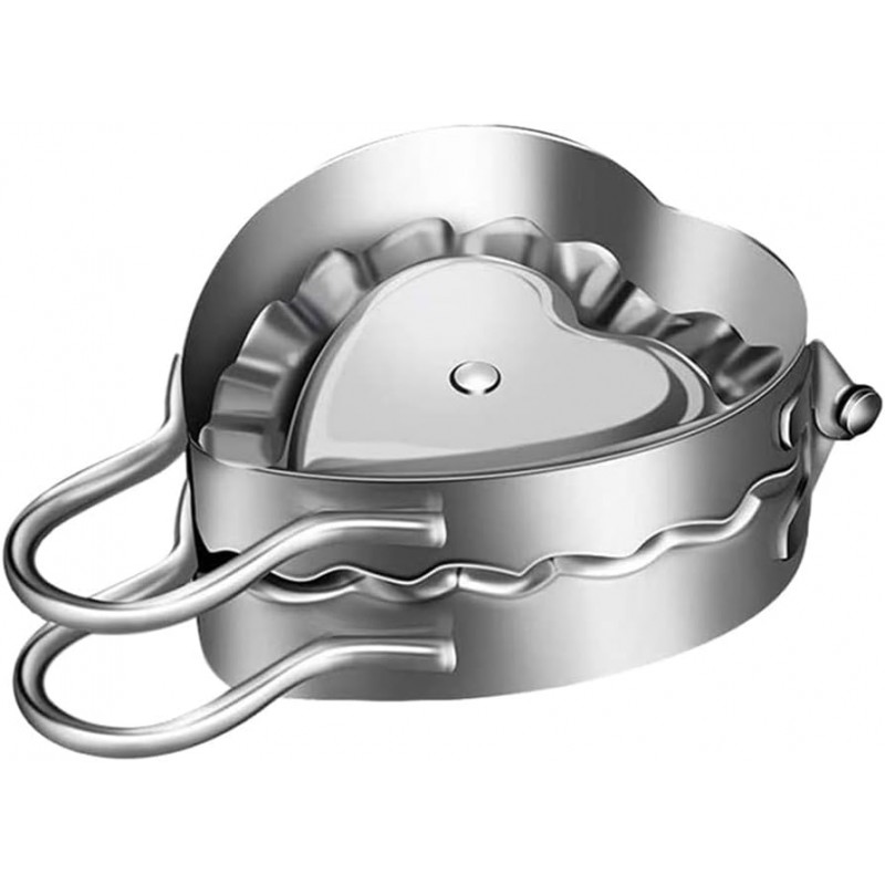 Dumpling Maker Empanada Maker Press: Heart Shaped Stainless Steel Dumpling Pie Mold Machine with Handle for Empanada Ravioli Pierogi Hand Pie 7.36 Inches