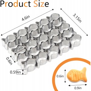 Cracker Cutter for Gold Fish,Stainless Steels Small Cookie Cutters,25 Cavity Fish Cookie Cutter,Mini Gold Molds for Crackers,Non-stick Dough