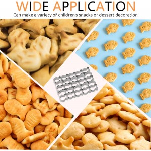 Cracker Cutter for Gold Fish,Stainless Steels Small Cookie Cutters,25 Cavity Fish Cookie Cutter,Mini Gold Molds for Crackers,Non-stick Dough