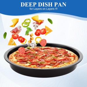 8 Pack Deep Dish Pizza Pan Personal Pizza Pan for Oven Round Pizza Plates Set Small Pizza Baking Sheet Non Stick Carbon Steel Pizza Platter Metal Pizza Trays for Serving Cooking Grilling 7Inch
