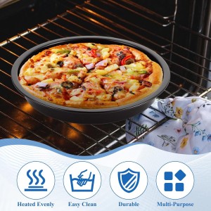 8 Pack Deep Dish Pizza Pan Personal Pizza Pan for Oven Round Pizza Plates Set Small Pizza Baking Sheet Non Stick Carbon Steel Pizza Platter Metal Pizza Trays for Serving Cooking Grilling 7Inch