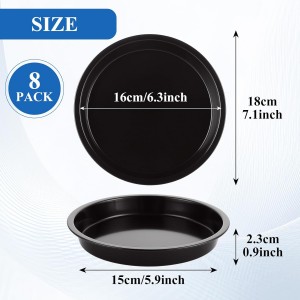 8 Pack Deep Dish Pizza Pan Personal Pizza Pan for Oven Round Pizza Plates Set Small Pizza Baking Sheet Non Stick Carbon Steel Pizza Platter Metal Pizza Trays for Serving Cooking Grilling 7Inch