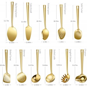 Lazycorner Cooking Utensil Set 11 Pcs Stainless Steel Kitchen Utensils Set Wok Utensils Kitchen Tool Set Spatula Set Heat Resistant Metal Kitchen Tools Ergonomic HandleEasy to Clean Dishwasher Safe