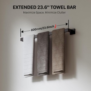 10-Piece 23.6 Inch Matte Black Bathroom Hardware Accessories Set, Bath Towel Bar Set, SUS304 Stainless Steel Toilet Paper Holder with Shelf, Towel Hooks, Towel Rings Wall Mounted