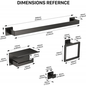 10-Piece 23.6 Inch Matte Black Bathroom Hardware Accessories Set, Bath Towel Bar Set, SUS304 Stainless Steel Toilet Paper Holder with Shelf, Towel Hooks, Towel Rings Wall Mounted