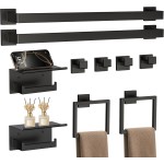 10-Piece 23.6 Inch Matte Black Bathroom Hardware Accessories Set, Bath Towel Bar Set, SUS304 Stainless Steel Toilet Paper Holder with Shelf, Towel Hooks, Towel Rings Wall Mounted