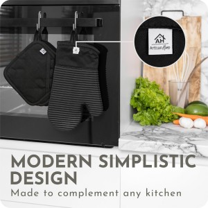 Extra Long Silicone Oven Mitts and Pot Holders Sets | Heat Resistant 500°F BPA-Free Food Grade Silicone Hot Pads & Kitchen Mittens | 4-Piece Set of Oven Gloves & Potholders for Kitchens.