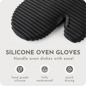 Extra Long Silicone Oven Mitts and Pot Holders Sets | Heat Resistant 500°F BPA-Free Food Grade Silicone Hot Pads & Kitchen Mittens | 4-Piece Set of Oven Gloves & Potholders for Kitchens.
