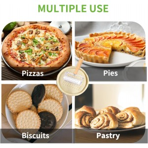 Pizza Dough Docker, Professional Dough Roller with Wooden Handle, Sturdy Pizza Docking Tool that Prevents Dough from Blistering, Time-Saver for Making Pizza Cookie Pie Pastry