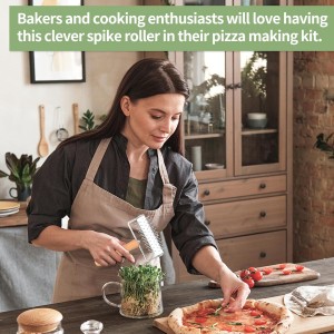 Pizza Dough Docker, Professional Dough Roller with Wooden Handle, Sturdy Pizza Docking Tool that Prevents Dough from Blistering, Time-Saver for Making Pizza Cookie Pie Pastry