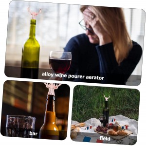2pcs Animal Head Wine Aerator Reindeer Shape Metal Wine Pourer Zinc Alloy Material Smooth Pouring Experience Random Color
