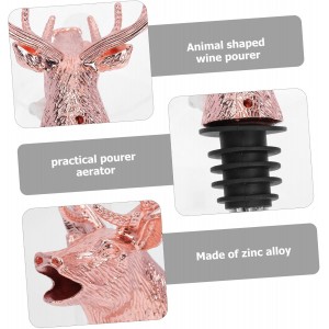 2pcs Animal Head Wine Aerator Reindeer Shape Metal Wine Pourer Zinc Alloy Material Smooth Pouring Experience Random Color